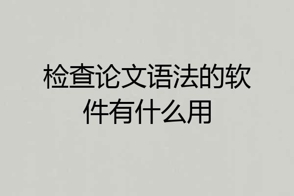 检查论文语法的软件有什么用