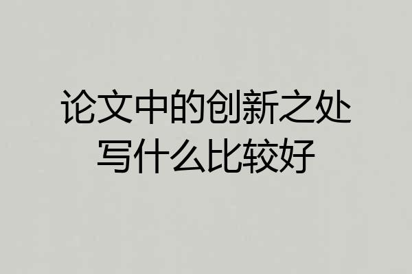 论文中的创新之处写什么比较好