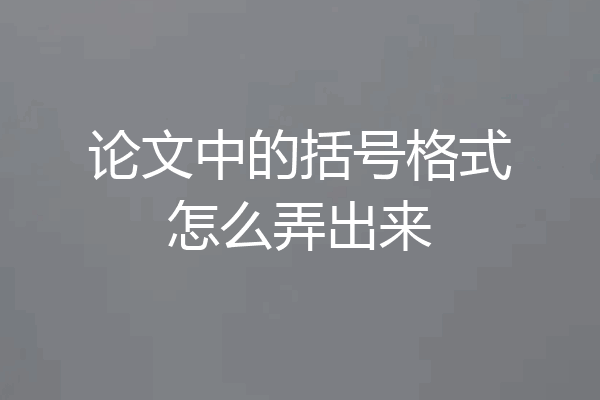 论文中的括号格式怎么弄出来