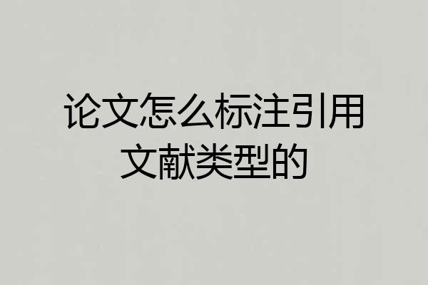 论文怎么标注引用文献类型的