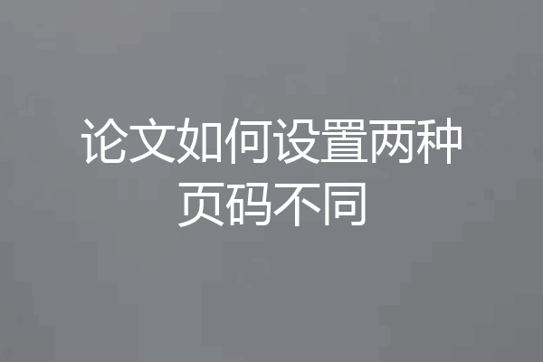 论文如何设置两种页码不同