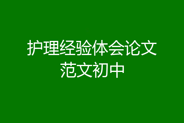 护理经验体会论文范文初中