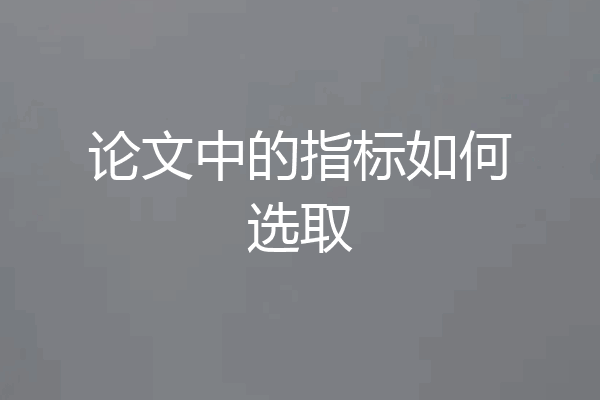 论文中的指标如何选取