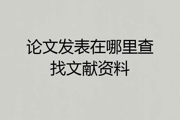 论文发表在哪里查找文献资料