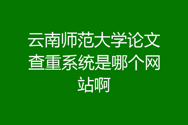 云南师范大学论文查重系统是哪个网站啊