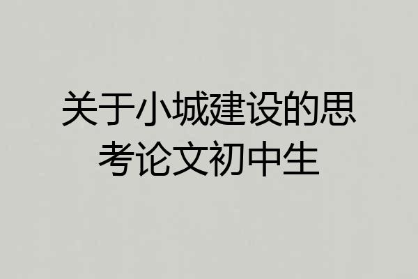 关于小城建设的思考论文初中生