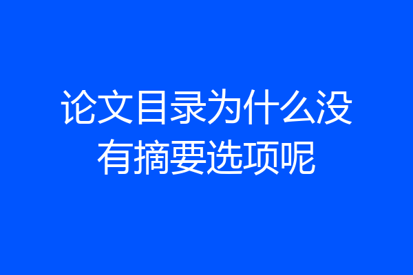 论文目录为什么没有摘要选项呢