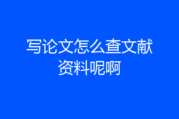 写论文怎么查文献资料呢啊