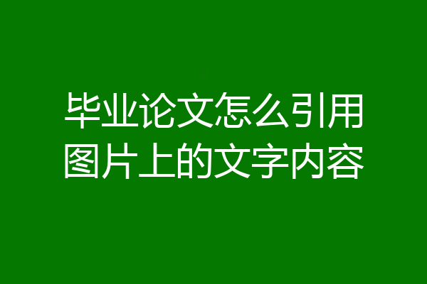毕业论文怎么引用图片上的文字内容