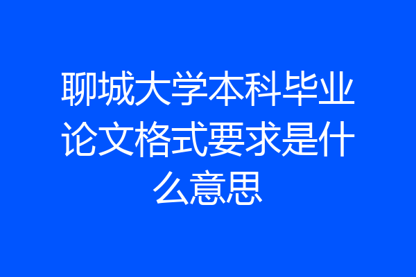 聊城大学本科毕业论文格式要求是什么意思