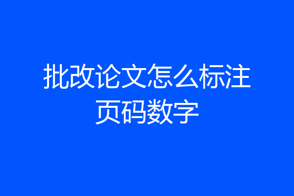 批改论文怎么标注页码数字