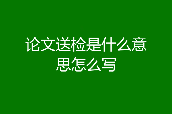 论文送检是什么意思怎么写