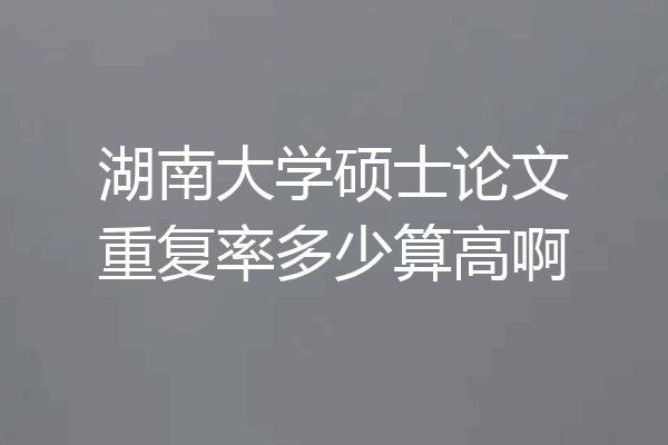 湖南大学硕士论文重复率多少算高啊