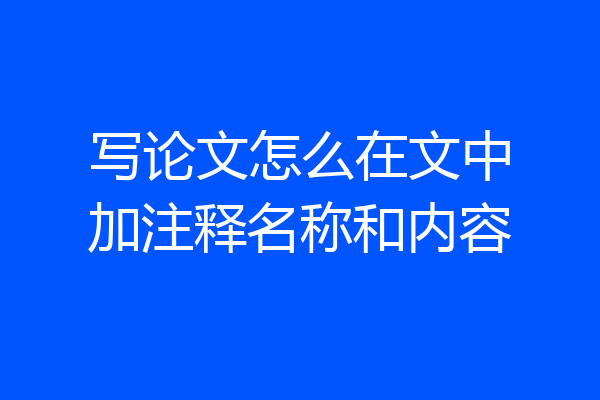写论文怎么在文中加注释名称和内容