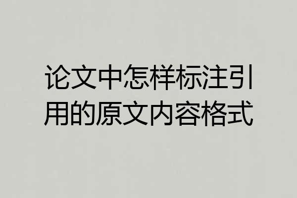 论文中怎样标注引用的原文内容格式