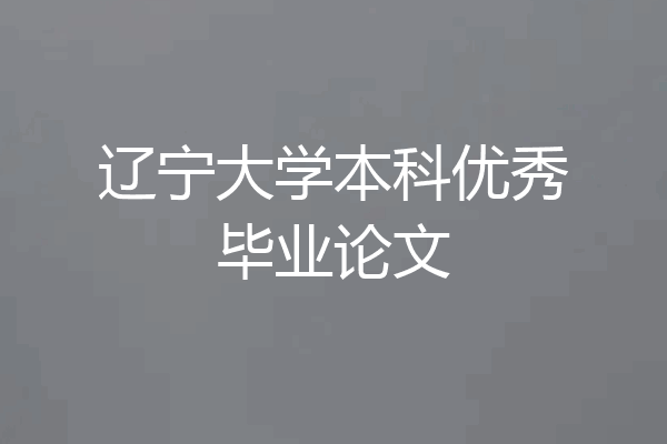 辽宁大学本科优秀毕业论文