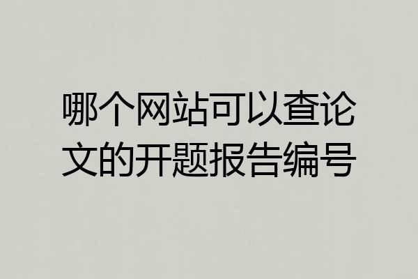 哪个网站可以查论文的开题报告编号