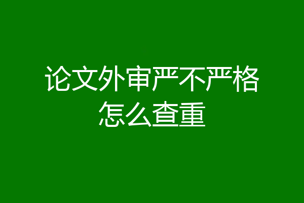 论文外审严不严格怎么查重