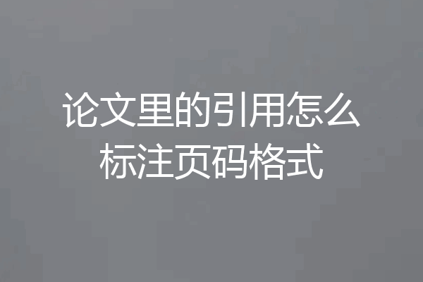 论文里的引用怎么标注页码格式