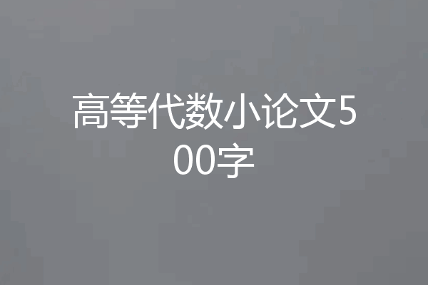高等代数小论文500字