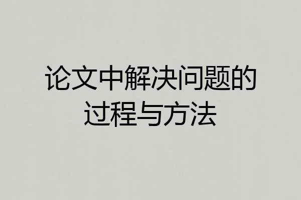 论文中解决问题的过程与方法