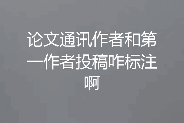 论文通讯作者和第一作者投稿咋标注啊