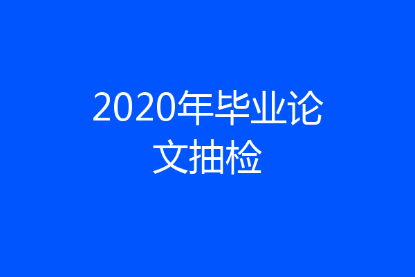 2020年毕业论文抽检