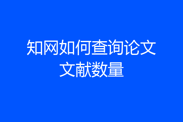 知网如何查询论文文献数量