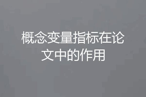 概念变量指标在论文中的作用