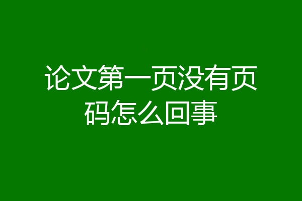 论文第一页没有页码怎么回事