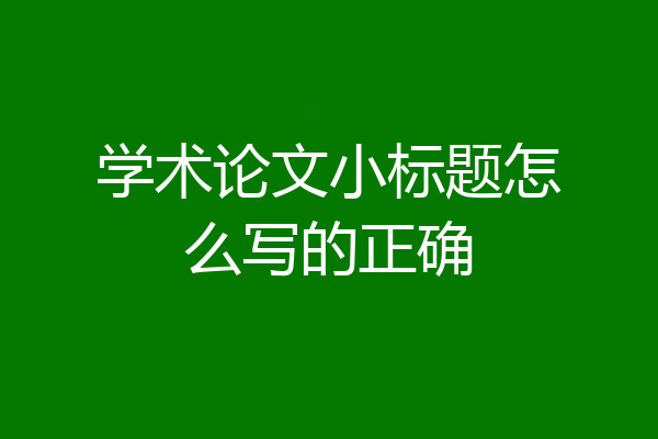 学术论文小标题怎么写的正确