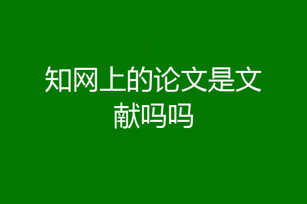 知网上的论文是文献吗吗