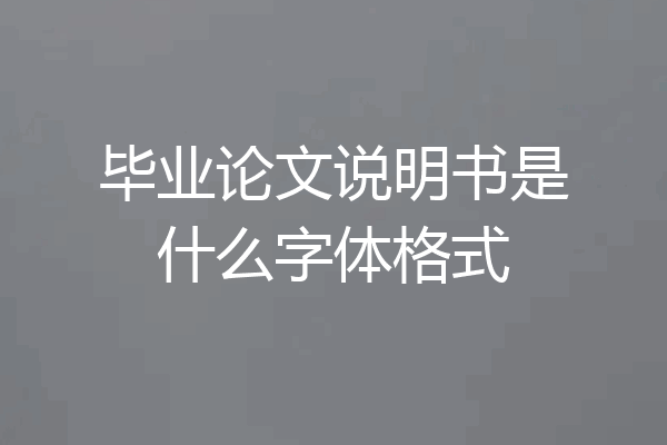 毕业论文说明书是什么字体格式
