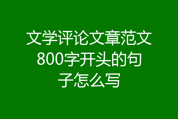 文学评论文章范文800字开头的句子怎么写