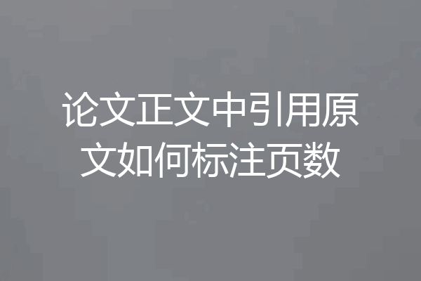论文正文中引用原文如何标注页数
