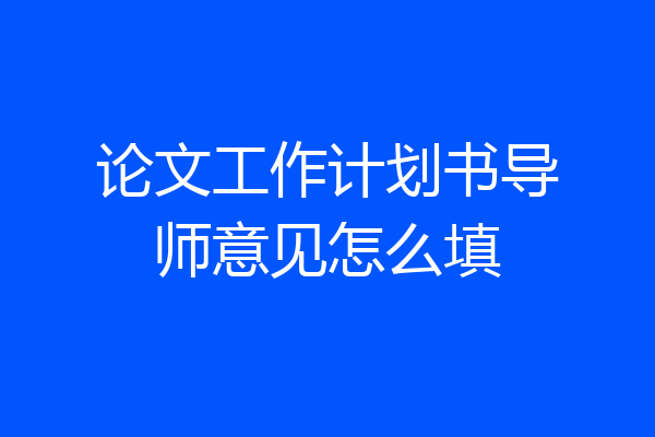 论文工作计划书导师意见怎么填