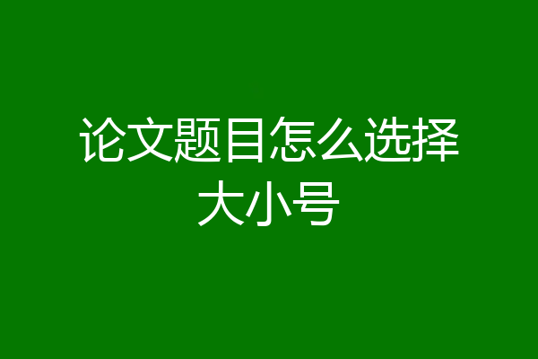 论文题目怎么选择大小号