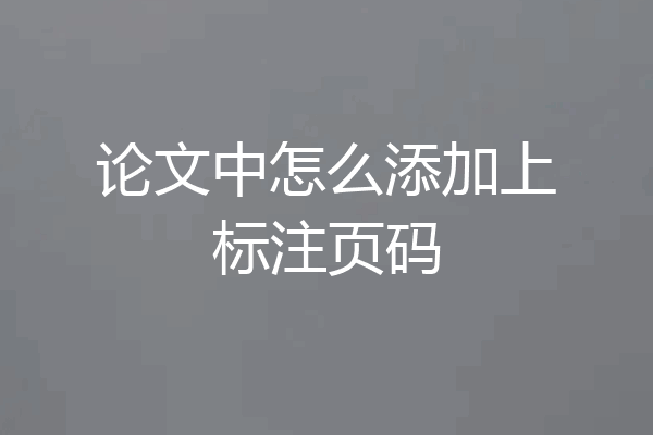 论文中怎么添加上标注页码