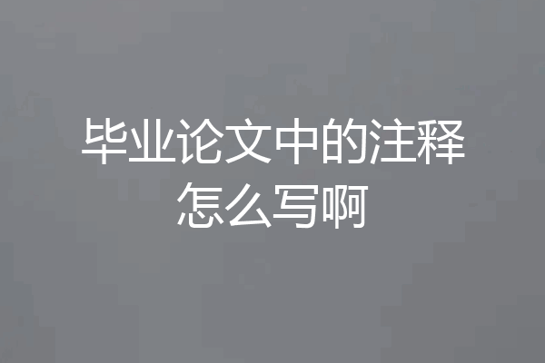 毕业论文中的注释怎么写啊