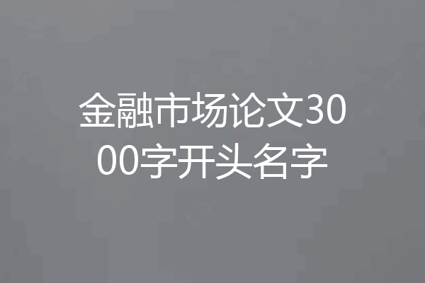 金融市场论文3000字开头名字