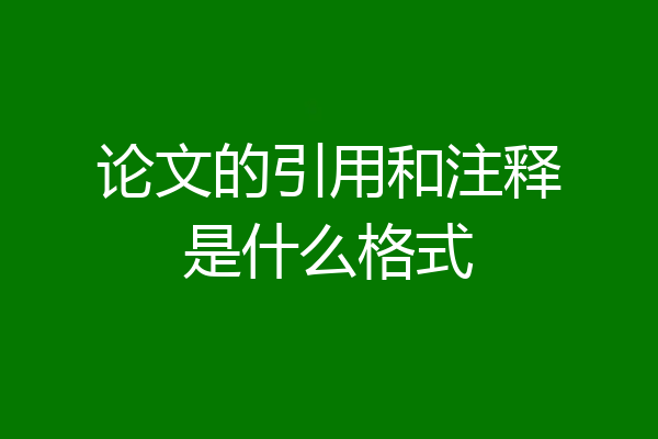 论文的引用和注释是什么格式