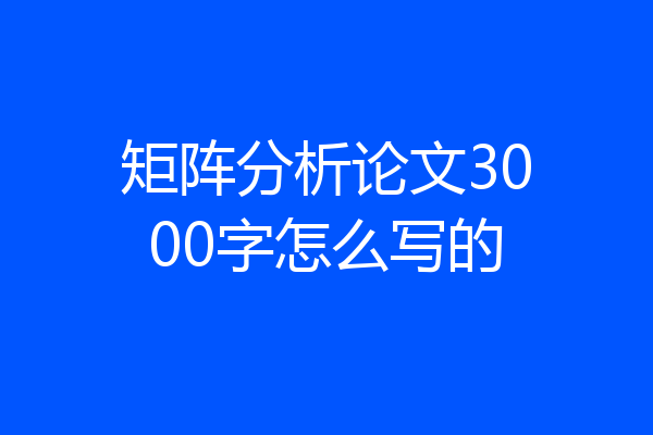 矩阵分析论文3000字怎么写的