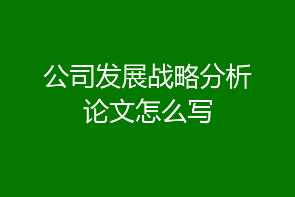 公司发展战略分析论文怎么写