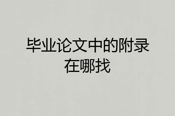 毕业论文中的附录在哪找