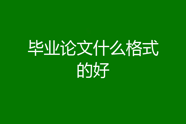 毕业论文什么格式的好