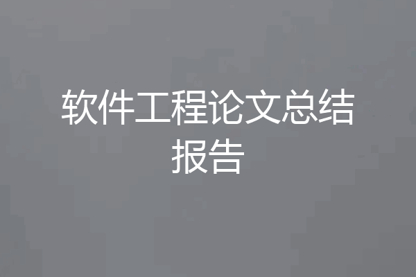 软件工程论文总结报告