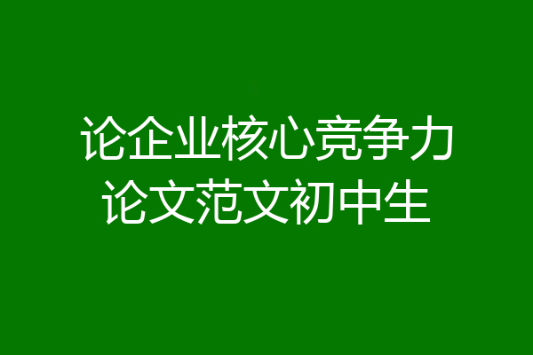 论企业核心竞争力论文范文初中生
