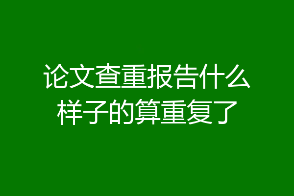 论文查重报告什么样子的算重复了