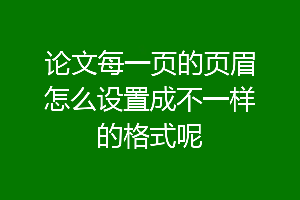 论文每一页的页眉怎么设置成不一样的格式呢