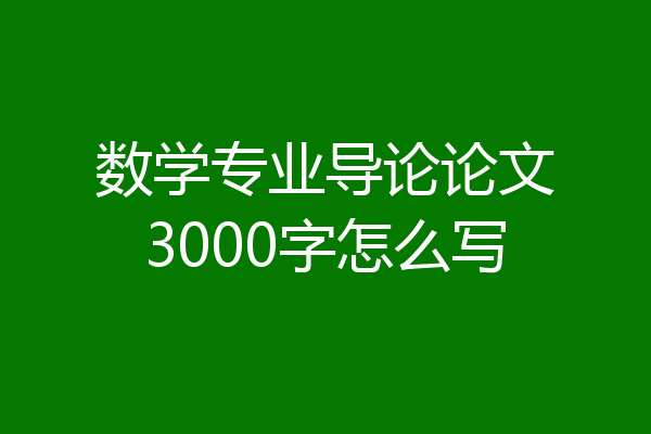 数学专业导论论文3000字怎么写